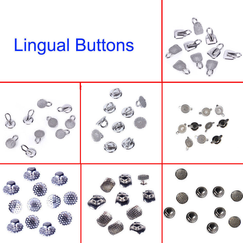 AZDENT Dental Orthodontic Round Lingual Buttons Bondable Mesh Base Rectangular