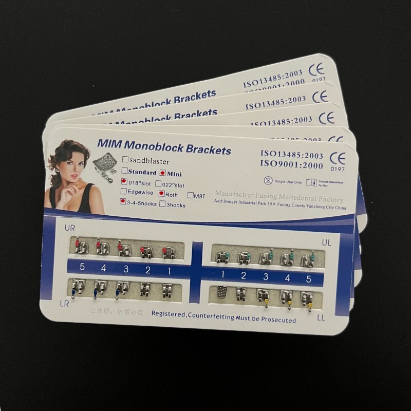 5 Sets Dental Orthodontic Metal Brackets MIM Monoblock Mini Roth 018 345 hooks