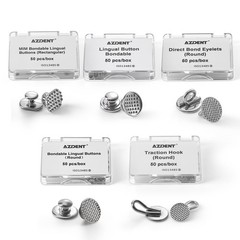 50pc Dental Orthodontic Lingual Buttons Bondable Round/Rectangular Mesh Base/MIM