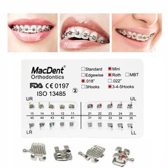 MacDent Dental Orthodontic Metal Brackets Braces Mini/Standard Roth/MBT 022/018