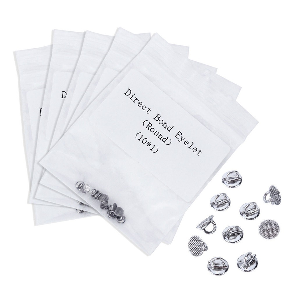 Dental Ortho Lingual Button Direct Bondable Eyelet Round/Rectangular Mesh Base