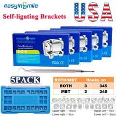 Dental Orthodontic Self-ligating Brackets Passive MINI Braces ROTH/MBT 022 5Pack