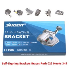 SANDENT Ortodoncia Dental Autoligado Brackets Roth 022 Ganchos 345