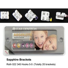 STAR ABSOLUTE Dental Orthodontic Sapphire Bracket Ceramic Brace Roth MBT 022 345