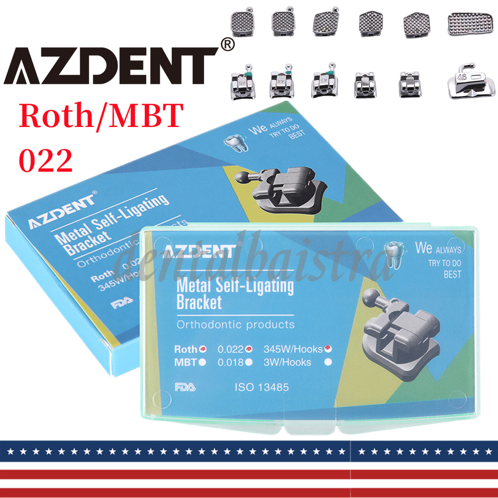 AZDENT Dental Orthodontic Self-Ligating Brackets Braces MINI Roth/MBT Slot.022