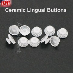 US 100Pcs Ortho Lingual Buttons Dental Ceramic/Metal, Bondable, Round Mesh Base