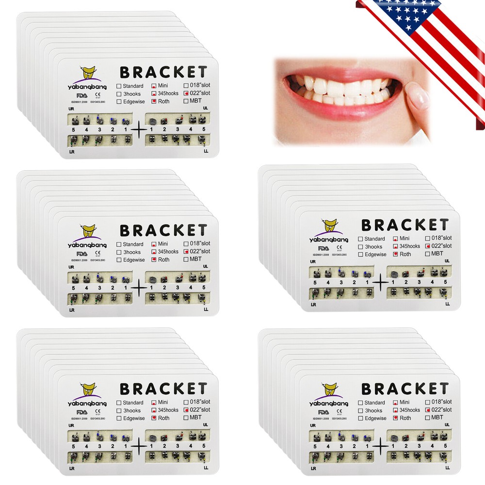 1000 Dental Orthodontic Brackets Braces Mini Roth Slot.022 3-4-5 Hook #2 50PACKS