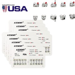 10 X AZDENT Dental Ortho Brackets Mini/Standard MBT/Roth 022/018 Hooks 3 4 5 USA