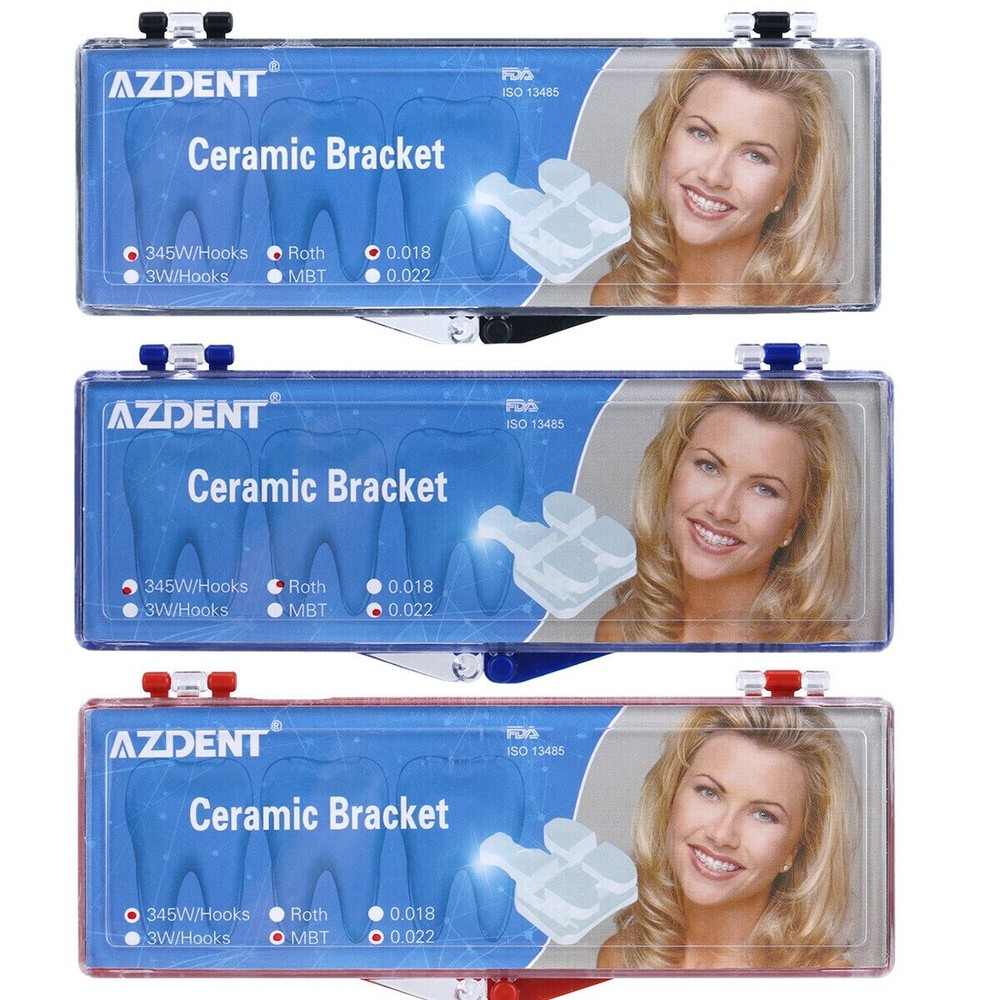 AZDENT Dental Orthodontic Ceramic Brackets Braces MBT/ Roth.022 Hooks 3 4 5