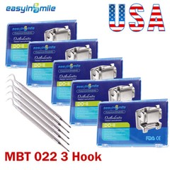 5 Packs Dental Orthodontic MBT Self-ligating Bracket Mini Brace 022 3 Hook