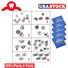 6Pc Dental Orthodontic Traction Chain Lingual Button 18K Golden rectangular mesh