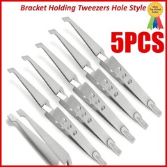 Ortho Bracket Holding Tweezers Reverse Action Hole Style Cross Lock Forceps 5Pcs