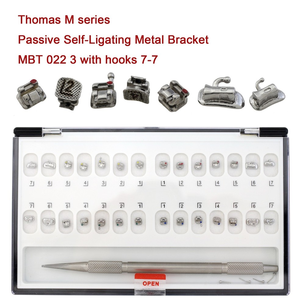 Dental Orthodontic Self-ligating Brackets Ceramic Metal MBT Roth 022 3 345 Hooks
