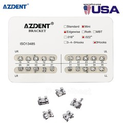 20pcs Dental Orthodontic Brackets Braces Mini Edgewise 022 Hooks 3 Metal AZDENT