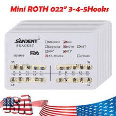 10 packs Dental Orthodontics Brackets Braces Mini Roth.022 3-4-5 Hook 200PCS ty