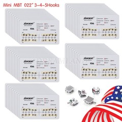 50X Ortho Metal Brackets Braces Mini MBT Slot.022 3-4-5 Hooks MMS-5 Dental