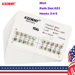 AZDENT 10X Dental Orthodontic Brackets Braces MINI Roth Slot.022 Hooks 345 Metal