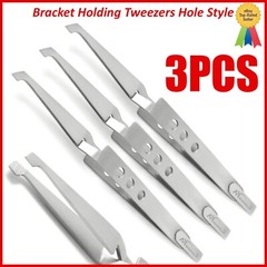 Set of 3 Ortho Bracket Holding Tweezers Hole Style Reverse Action Bracket Placer