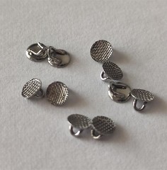 10pcs Dental Lingual Buttons With Traction Hook Mesh Base Round Long Short