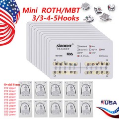 10 packs Dental Braces Mini/Standard Roth /MBT 022 Hooks 345 /NITI Arch Wires ns