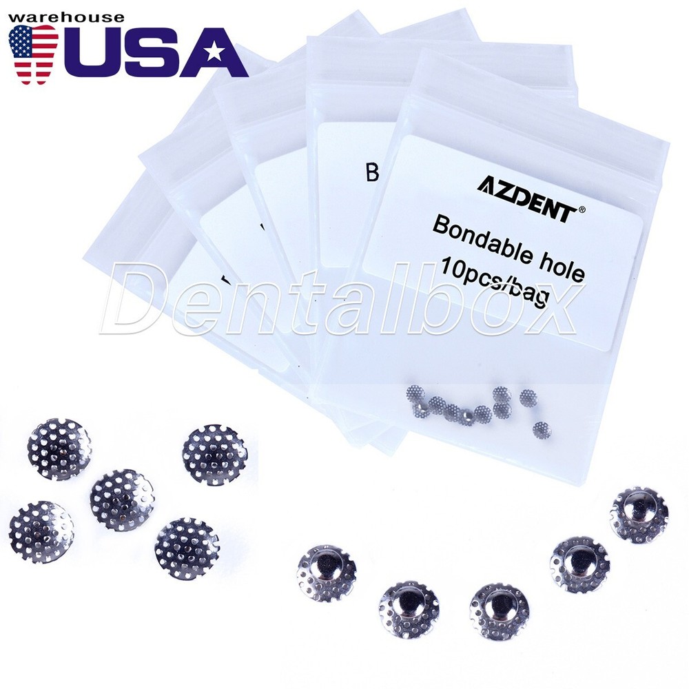 Lot Dental Orthodontic Lingual Buttons Bondable Mesh Base Meshed with Hole