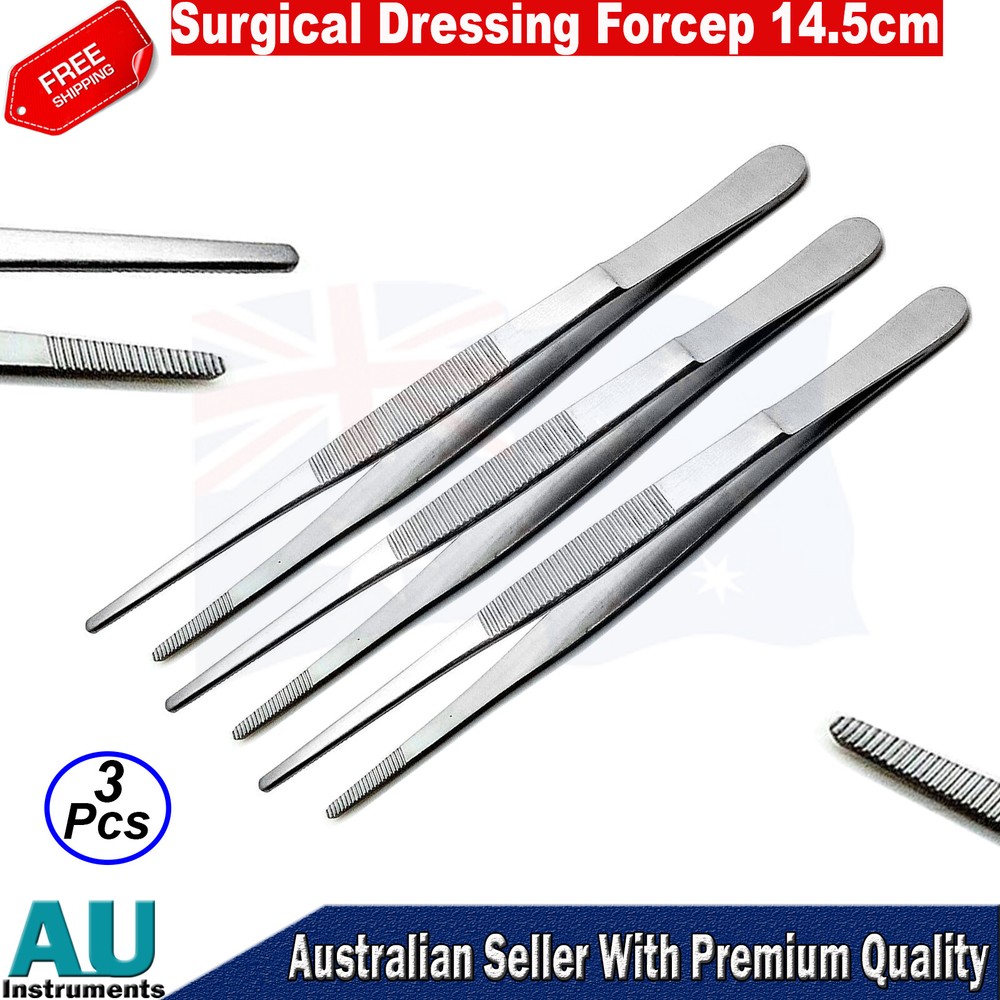 Surgical Dressing Tweezer 14.5cm Tissue Thumb Holding Forcep Set Of 3 Pieces CE