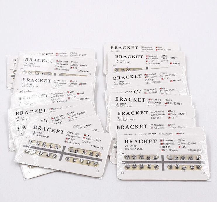 20Pcs Dental Orthodontic Brackets Metal Braces 022 345 Hooks /Arch Wires Ovoid