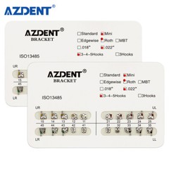 AZDENT Dental Orthodontic Metal Brackets Braces Mini Roth Slot.022 Hooks 3-4-5
