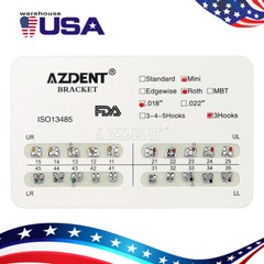 AZDENT Dental Orthodontic Brackets Braces Metal Brackets Mini Roth.018 Hooks 3