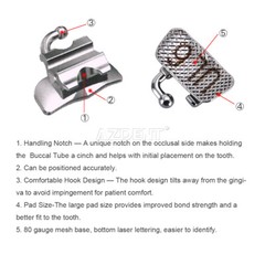 Dental Orthodontic Buccal Tubes 1st Molar Roth/MBT/Edgewise 022 Bondable Conv