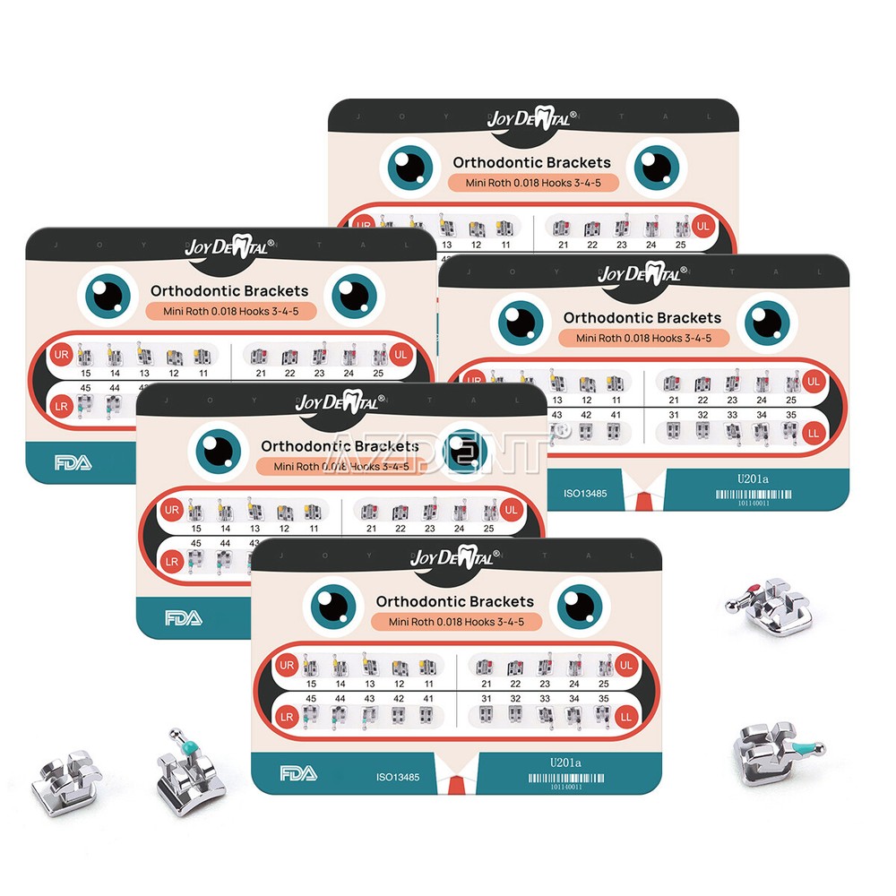 Dental Orthodontic MIM Brackets Braces Mini Roth MBT 022/018 Hooks 345 Monoblock