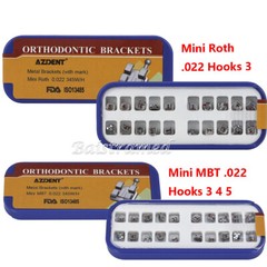 AZDENT Dental Orthodontic Bracket Brace Mini Roth MBT 022 Hooks 345 Laser Mark
