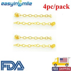 Dental Orthodontic Traction Chain Round Lingual Button Chains Gold Plated 4Pcs