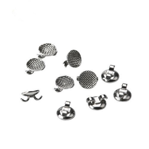 10Pcs Dental Cleat Double Wing Ortho Bonding Round Lingual Button Mesh Base