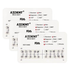 AZDENT Dental Orthodontic Brackets Metal Braces Mini Edgewise Slot.018 Hooks 345