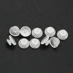 100Pcs Dental Orthodontic Ceramic Lingual Button Clear Bondable Round Base Mesh
