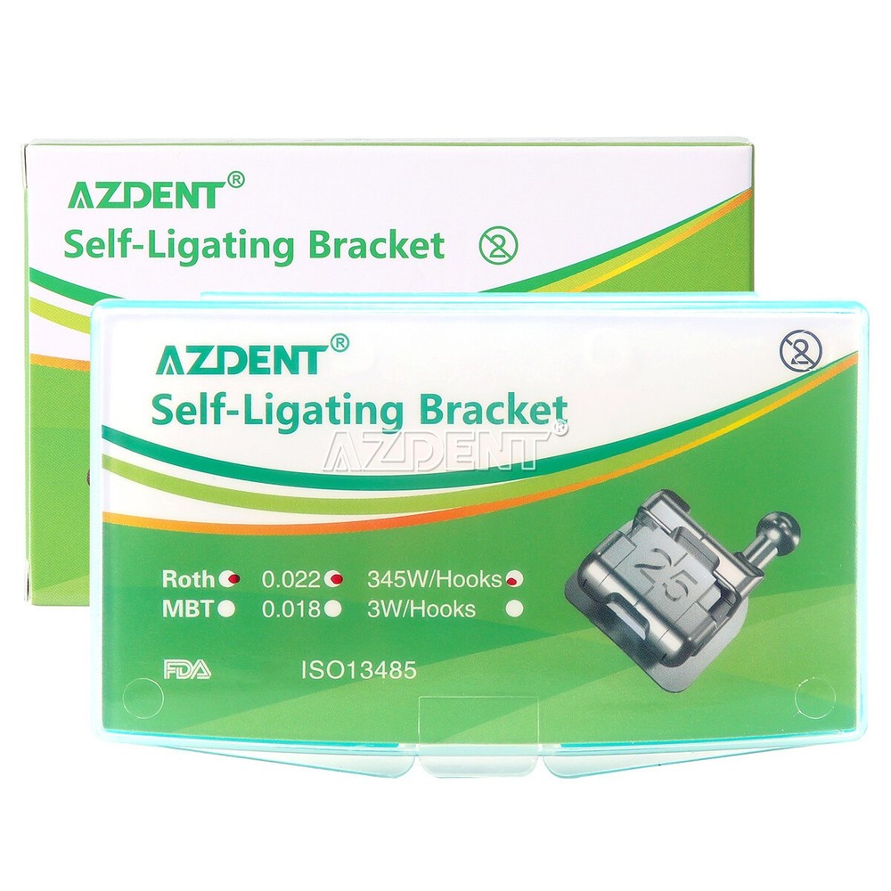 AZDENT Dental Ortho SelfLigating Brackets Braces Metal Mini Roth.022 Hooks 345