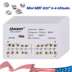 200PCS USA Dental Orthodontic Mini MBT 022 3-4-5 Hooks Brackets Braces 10 Packs