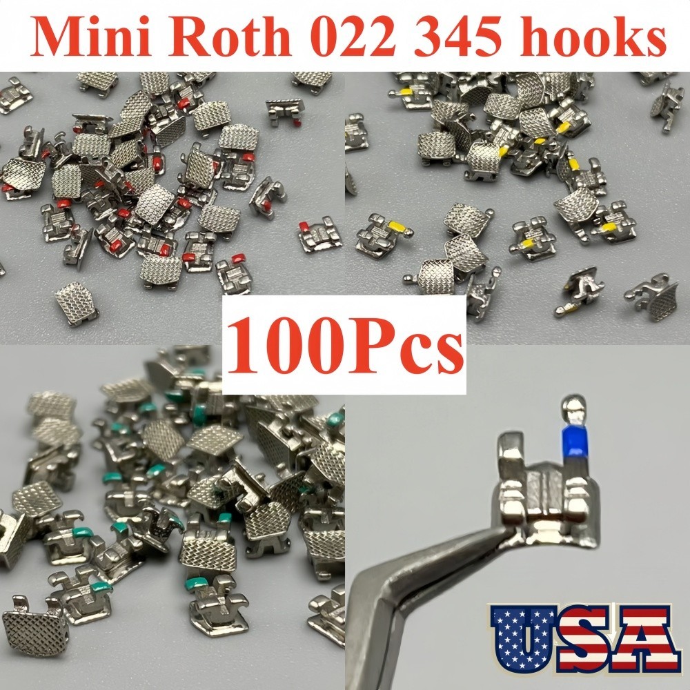 100pcs Dental Orthodontic Bracket Braces In Bulk Mini Roth 022 Slot 345 Hooks