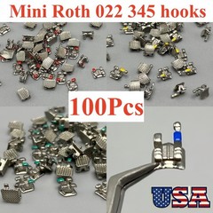 100pcs Dental Orthodontic Bracket Braces In Bulk Mini Roth 022 Slot 345 Hooks