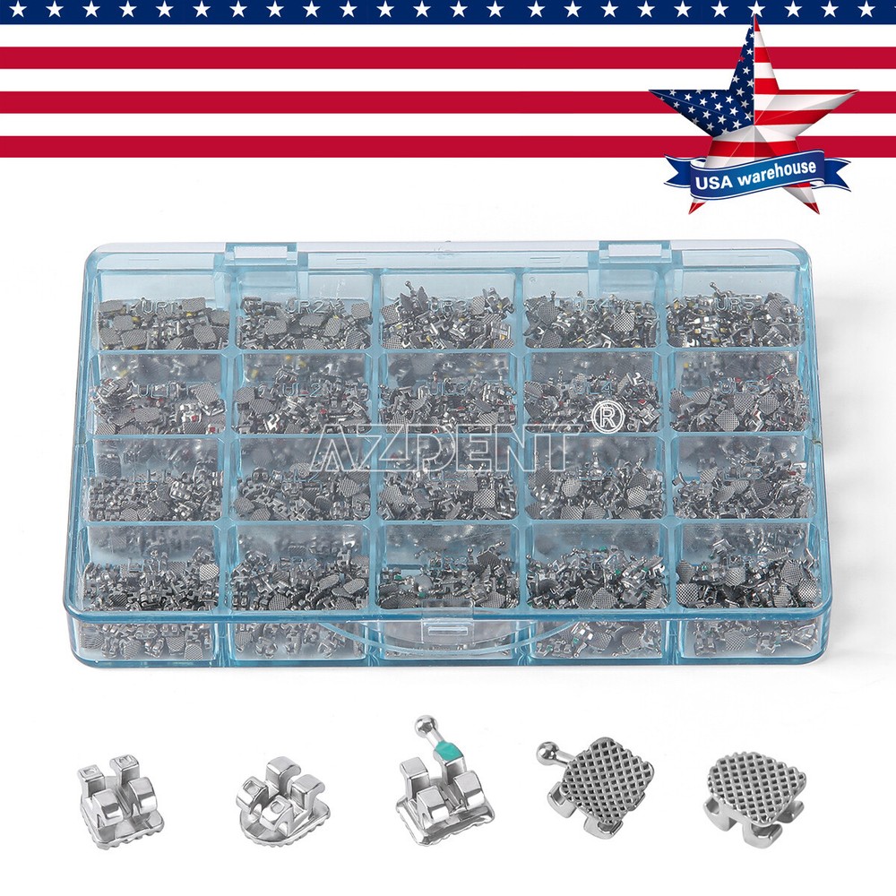50 Sets AZDENT Dental Orthodontic MIM Monoblock Brackets Brace Roth.022 345 HOOK