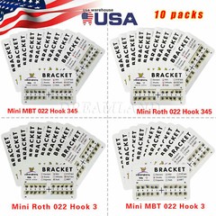 10 Packs Dental Orthodontic Brackets Braces Mini Roth MBT Slot.022 3-4-5 Hooks B