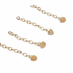 Dental Ortho Traction Chain Buttons with Chain Gold Plated Round/Rectangular 2pc