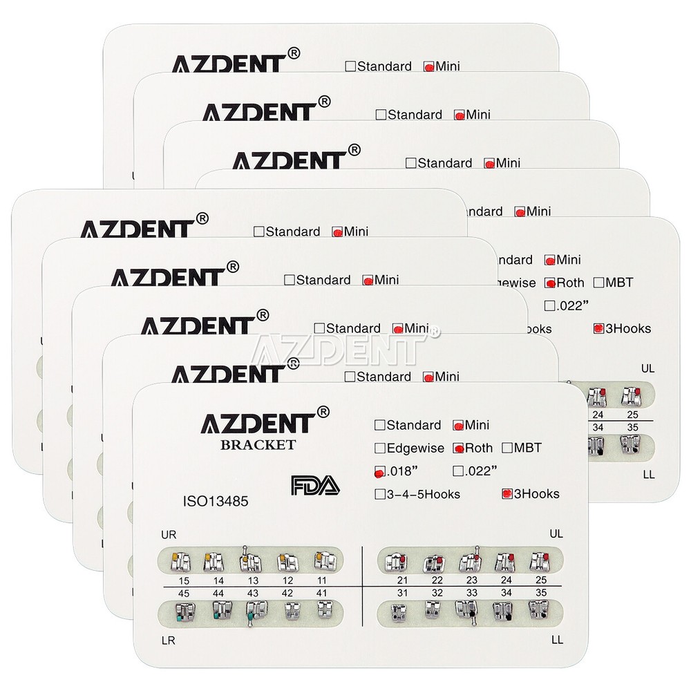 50Pack AZDENT Dental Orthodontic Brackets Brace Mini Standard Roth MBT .018 .022