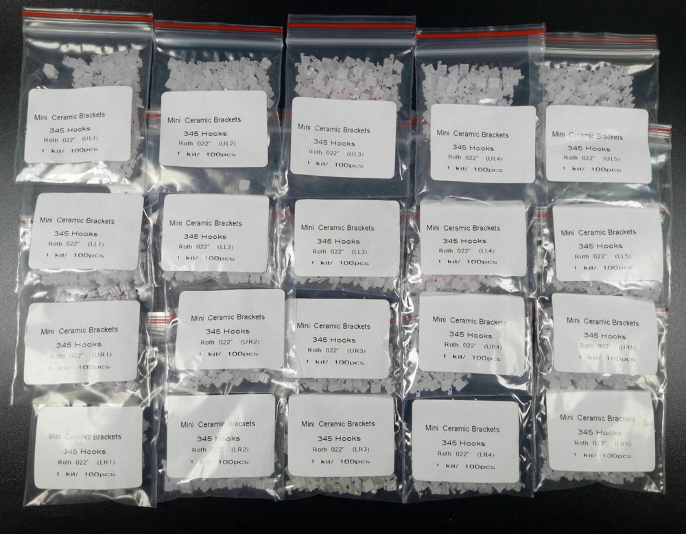 100Pcs Dental Orthodontic Ceramic Metal Bracket Mini Roth 022 Slot 345Hook Bulk