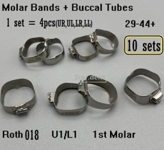Dental Orthodontic 1st Molar Bands Buccal Tubes Roth 018 U1/L1 Size #29-44+ Band