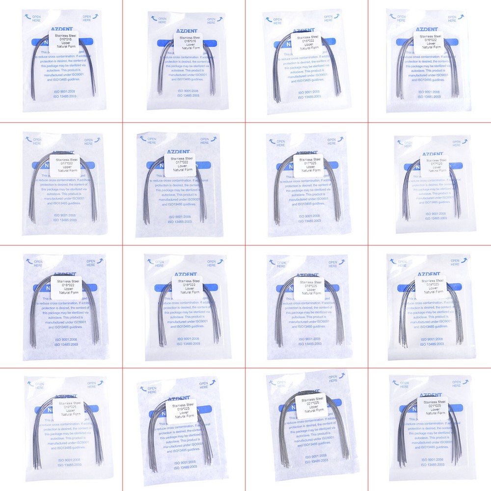 10Pcs/pack AZDENT Dental Ortho Arch Wires Stainless Steel Natural Rectangular