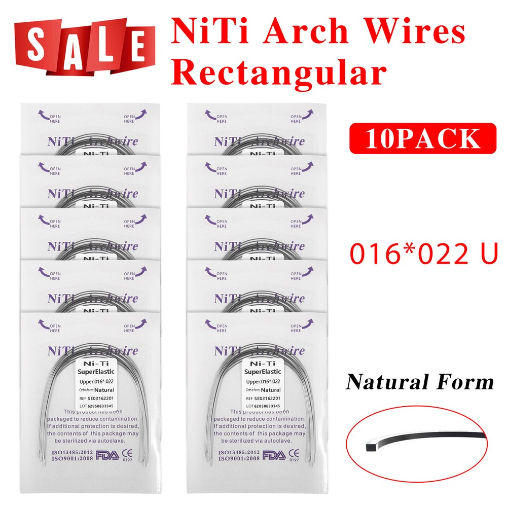 100pc Dental Ortho Niti Natural Form Super Elastic Rectangular Arch Wires 16x22U