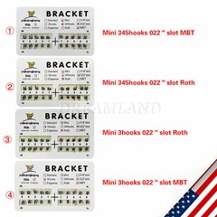 Dental Orthodontic Metal Brackets Mini Roth/MBT Slot.022 3/345 Hooks USA