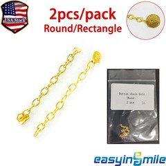 Dental Orthodontic Lingual Buttons Bondable Round / Rectangle Chain Gold Plated
